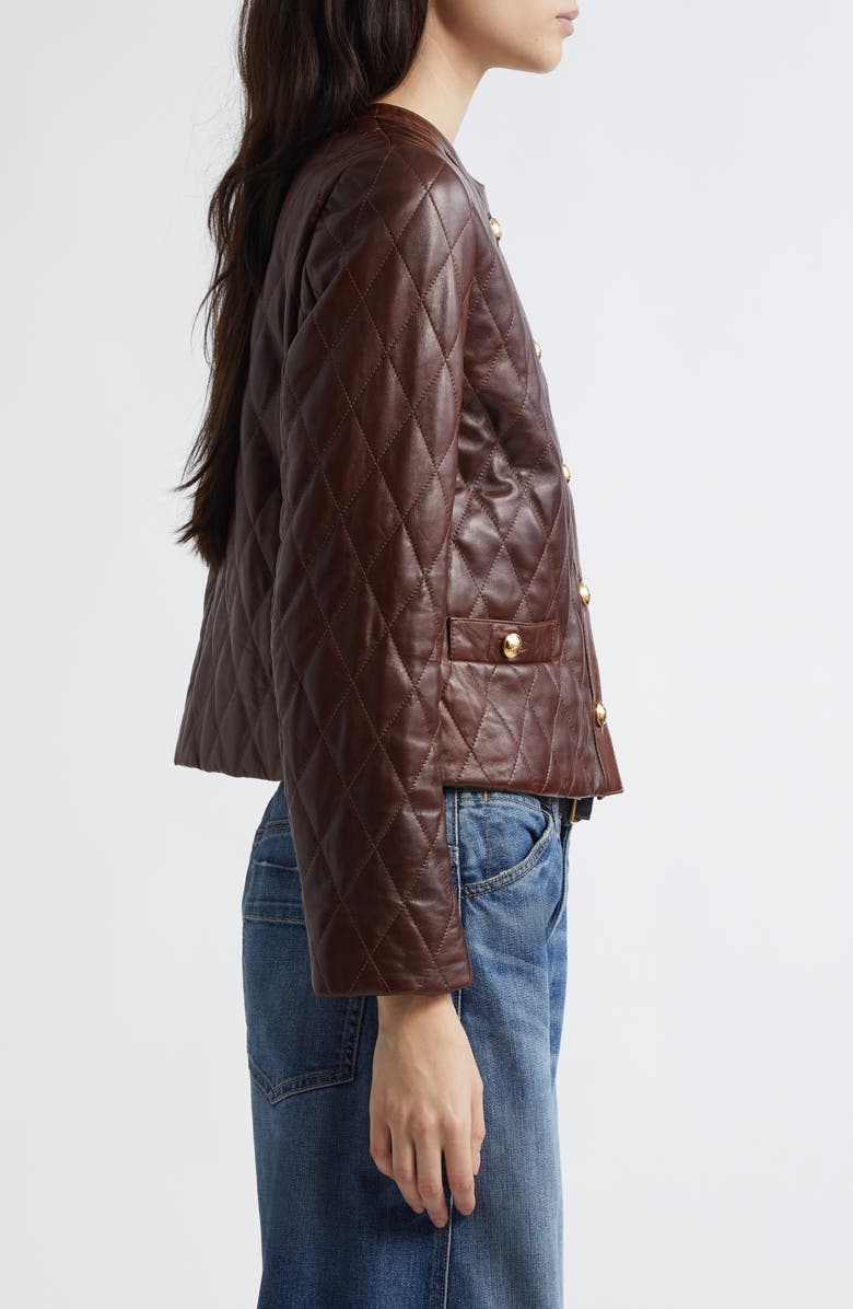 Nili Lotan Amy Quilted Leather Jacket, Alternate, color, Bordeaux