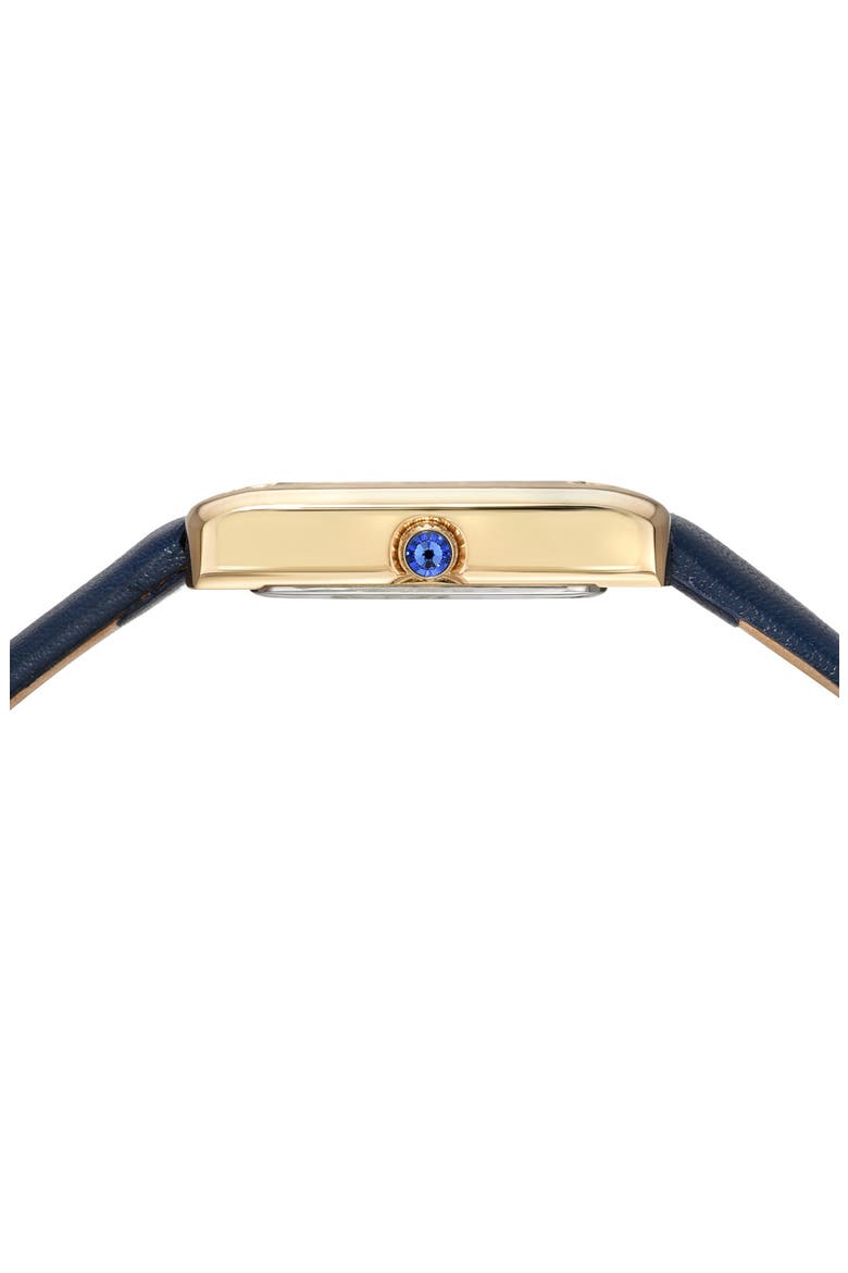 Karolina Diamond Leather Strap Watch, 21.5mm x 30mm - 0.06 ctw, Alternate, color, GOLD-BLUE