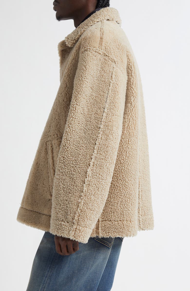 MM6 Maison Margiela Reversible Lambskin Leather & Genuine Shearling Coat, Alternate, color, Beige/ Black