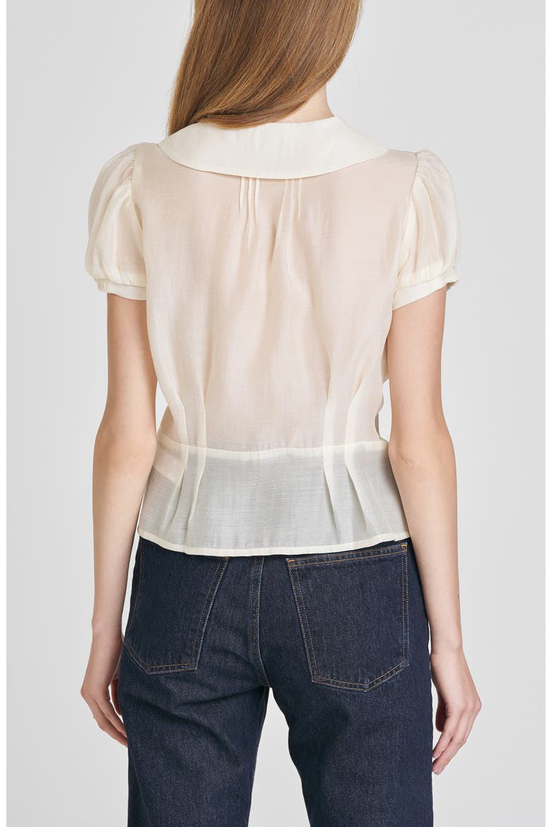 Kit Puff Sleeve Semisheer Peplum Top, Alternate, color, OFF WHITE