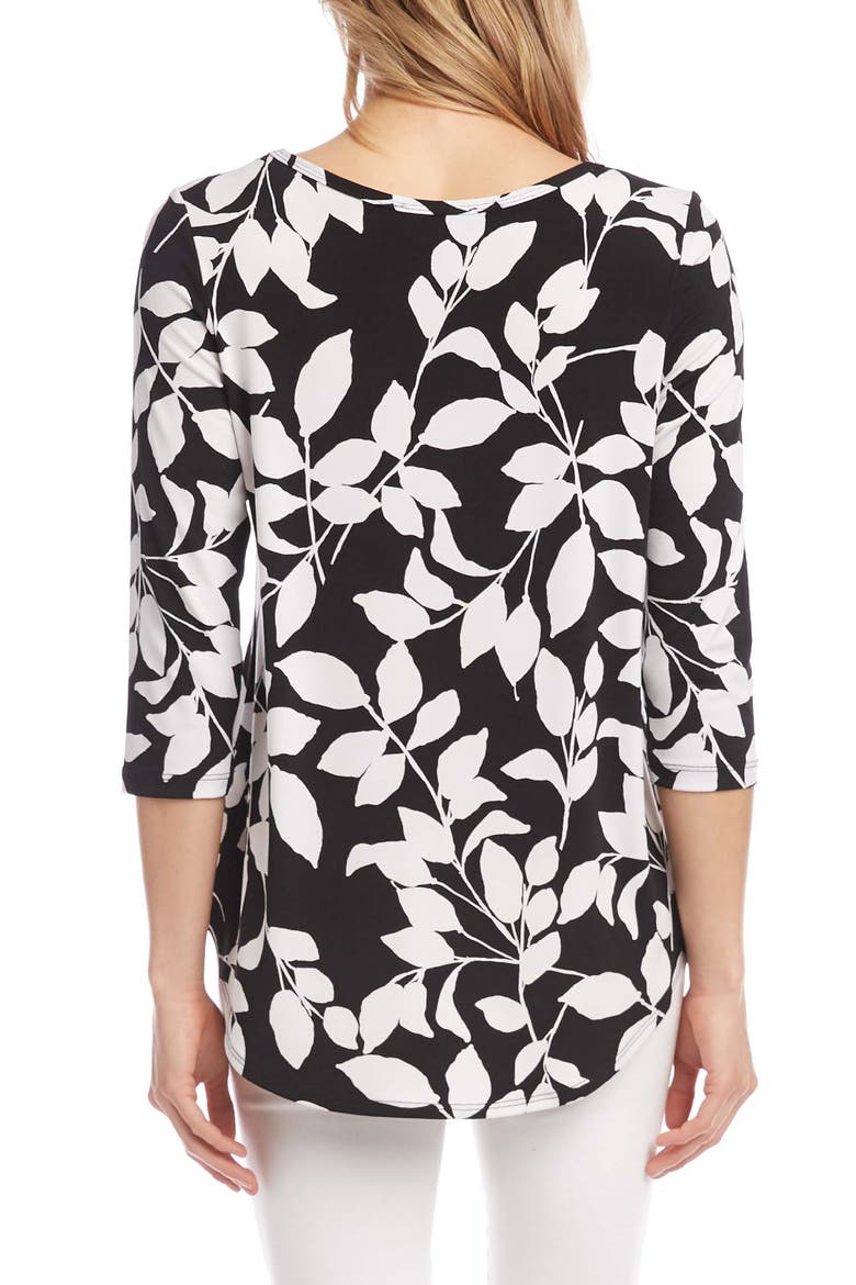 Leaf Shadows Shirttail Top, Alternate, color, OFF WHITE WITH BLACK