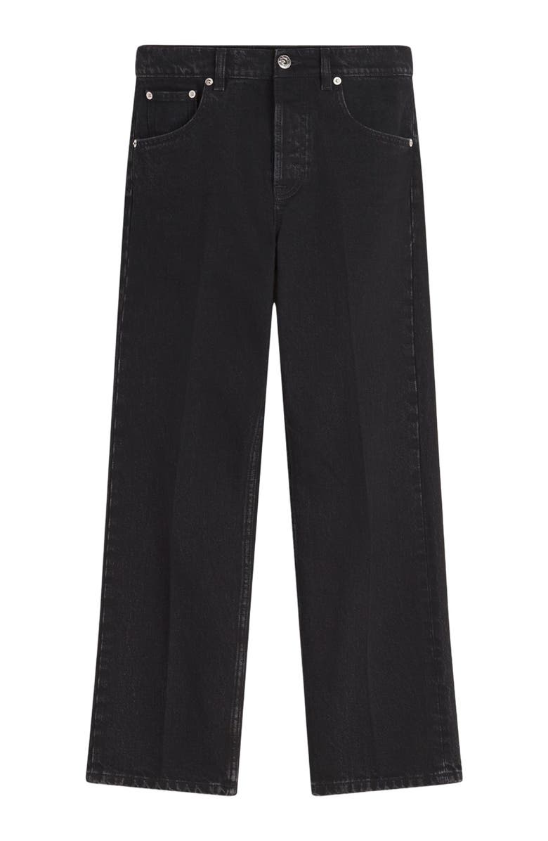 Lanvin STRAIGHT LEATHER PATCH PANTS IN DENIM, Main, color, 