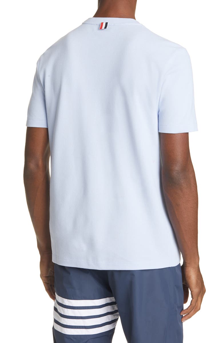 Thom Browne 4-Bar Back Stripe Piqué T-Shirt, Alternate, color, Light Blue