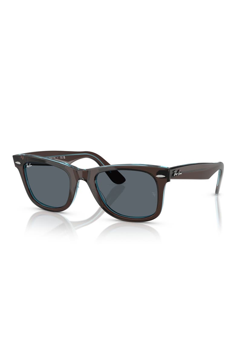 Classic Wayfarer 50mm Sunglasses, Alternate, color, BROWN ON TRANSPARENT BLUE