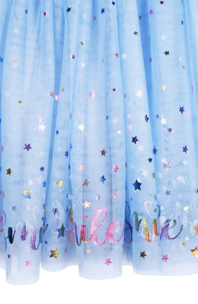 Zunie Kids' Smile Foil Flutter Sleeve Mesh Dress, Alternate, color,