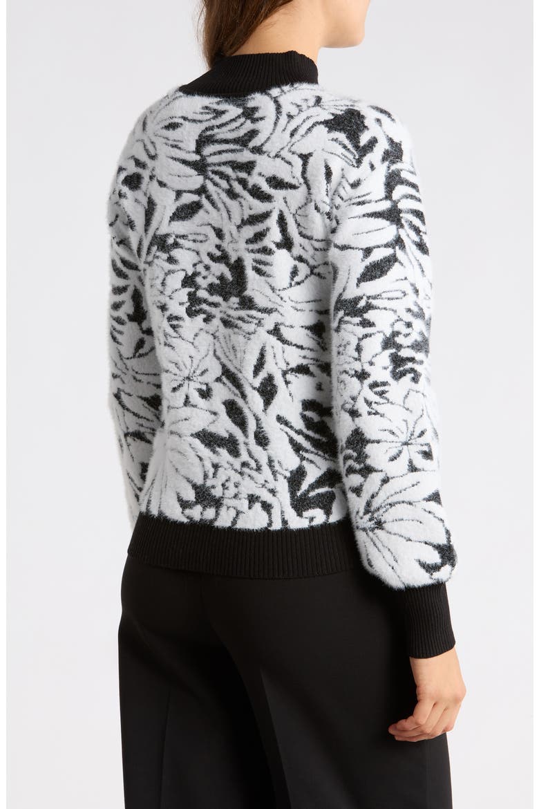 Balloon Sleeve Mock Neck Sweater, Alternate, color, BLACK/ IVORY
