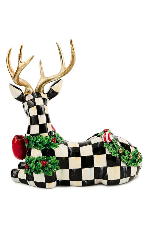 Mackenzie-childs Mackenzie Childs Holly Check Resting Deer Figurine In Multi