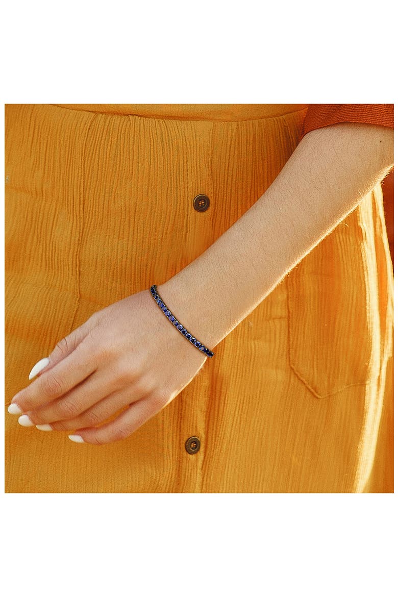 Men's Sterling Silver Lab Created Sapphire Bracelet, Alternate, color, BLUE