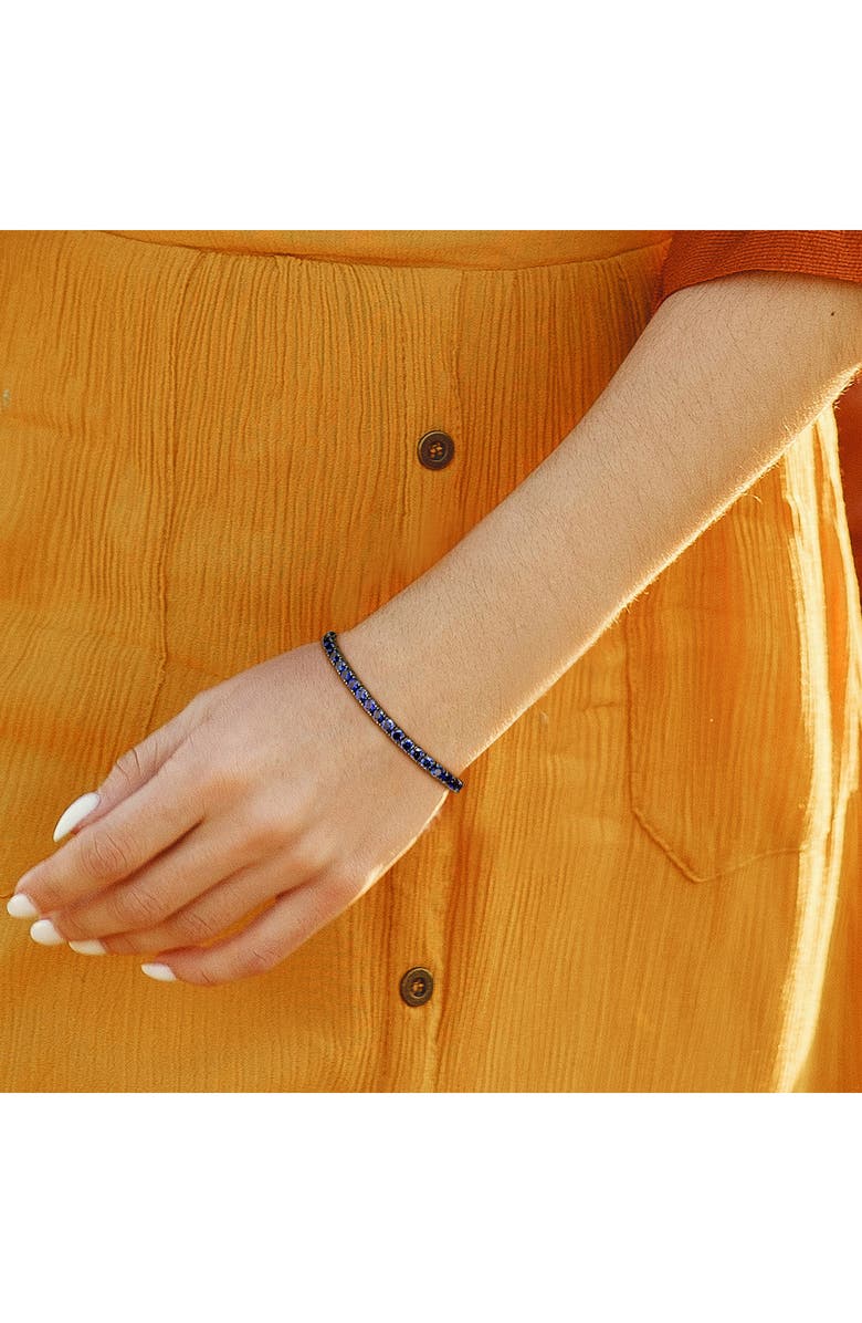 DELMAR Men's Sterling Silver Lab Created Sapphire Bracelet, Alternate, color, Blue