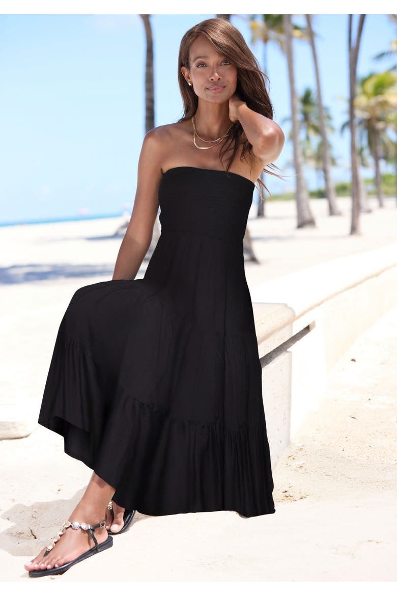 Convertible Tiered Dress, Alternate, color, Black
