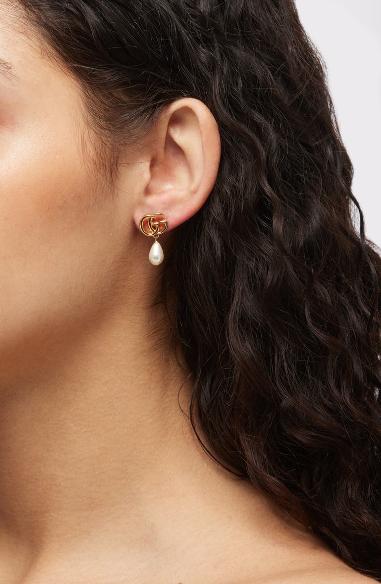 Gucci GG Marmont Faux Pearl Drop Earrings, Alternate, color, 