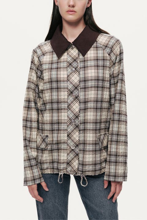Checked Contrast Collar Jacket
