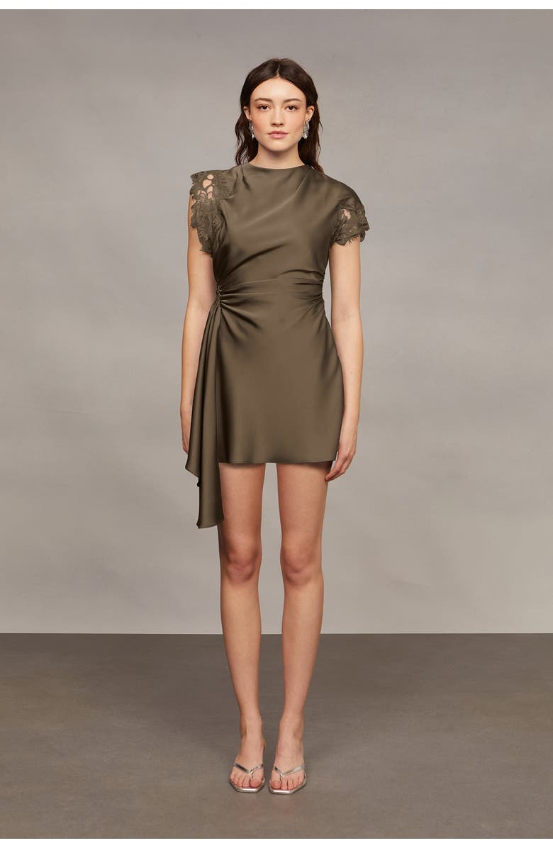 AMUR Zina ruched mini dress, Main, color, Mosswood