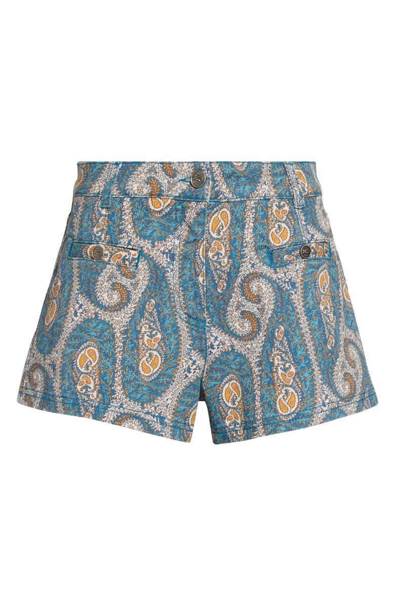 Etro Paisley Print Stretch Denim Shorts, Alternate, color, Print On White Base