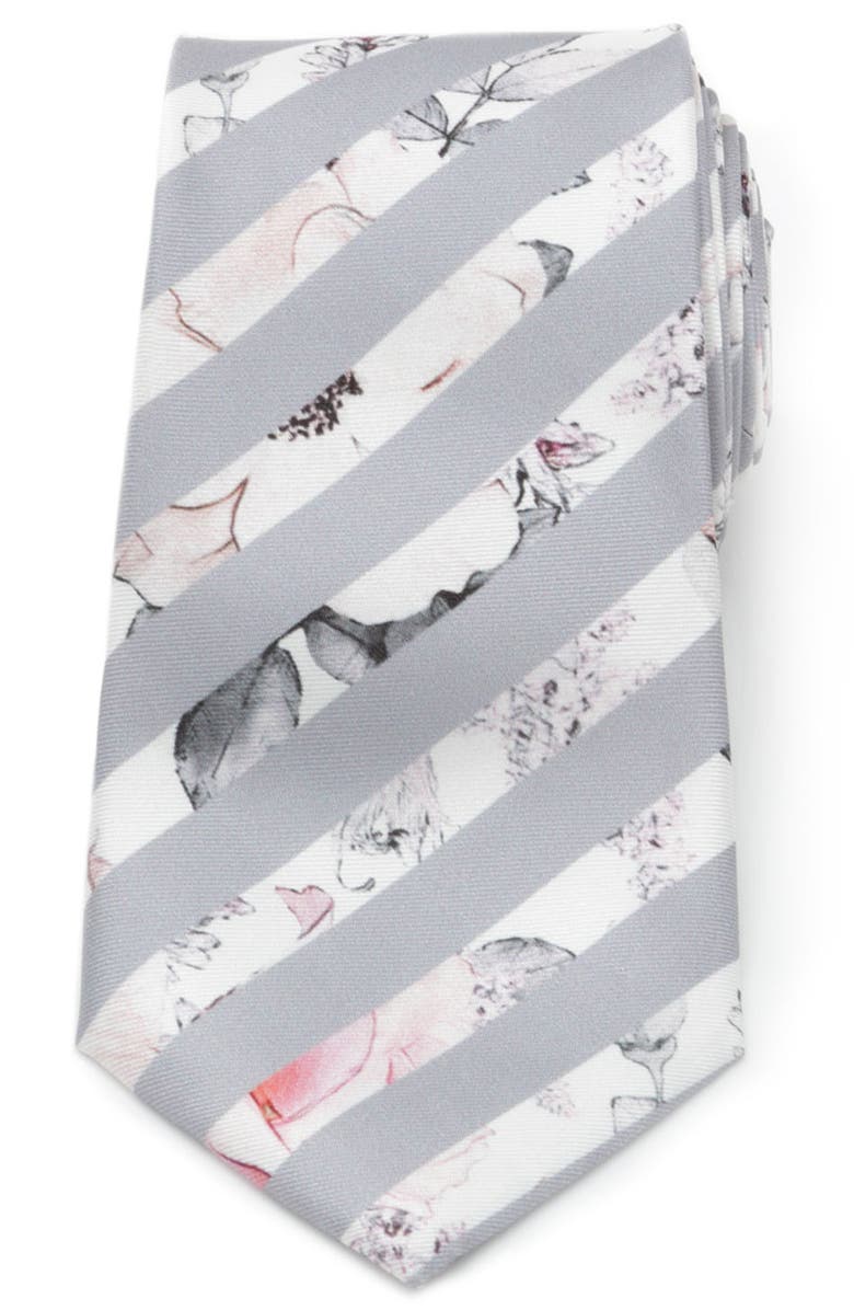 Cufflinks, Inc. Painted Floral Stripe Silk Tie, Alternate, color,