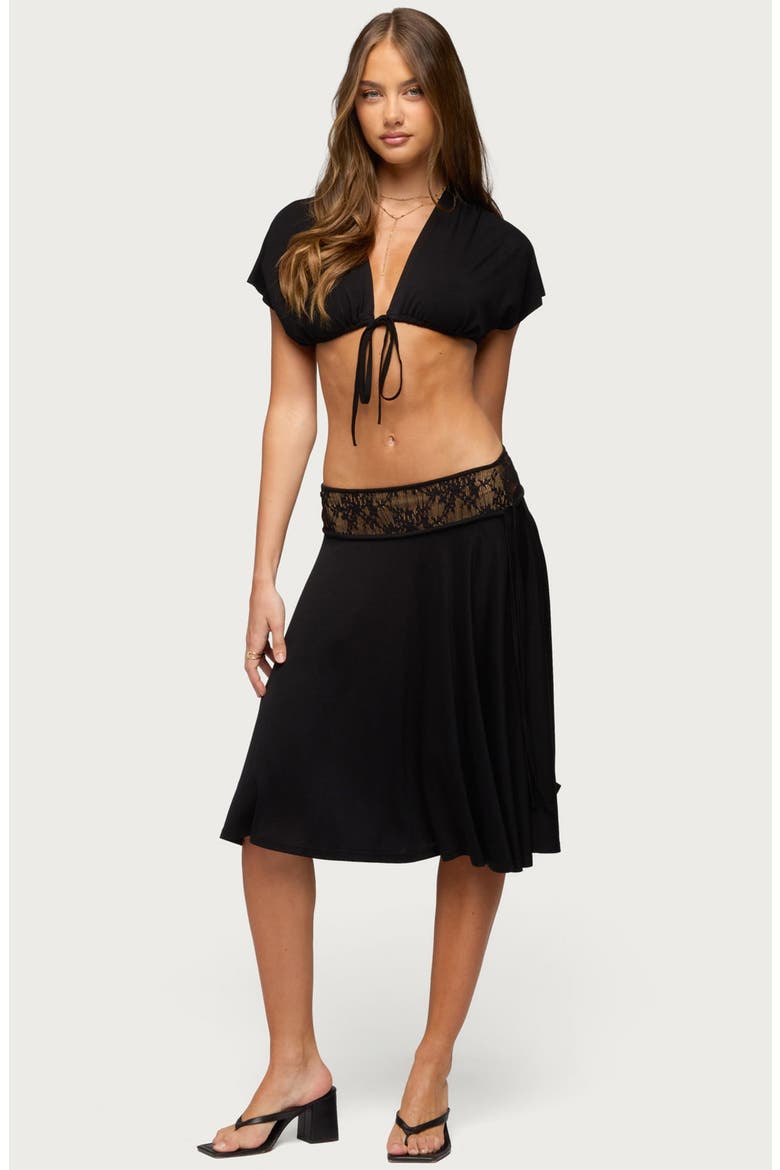 Winonah Lace Waistband A-Line Skirt, Alternate, color, BLACK