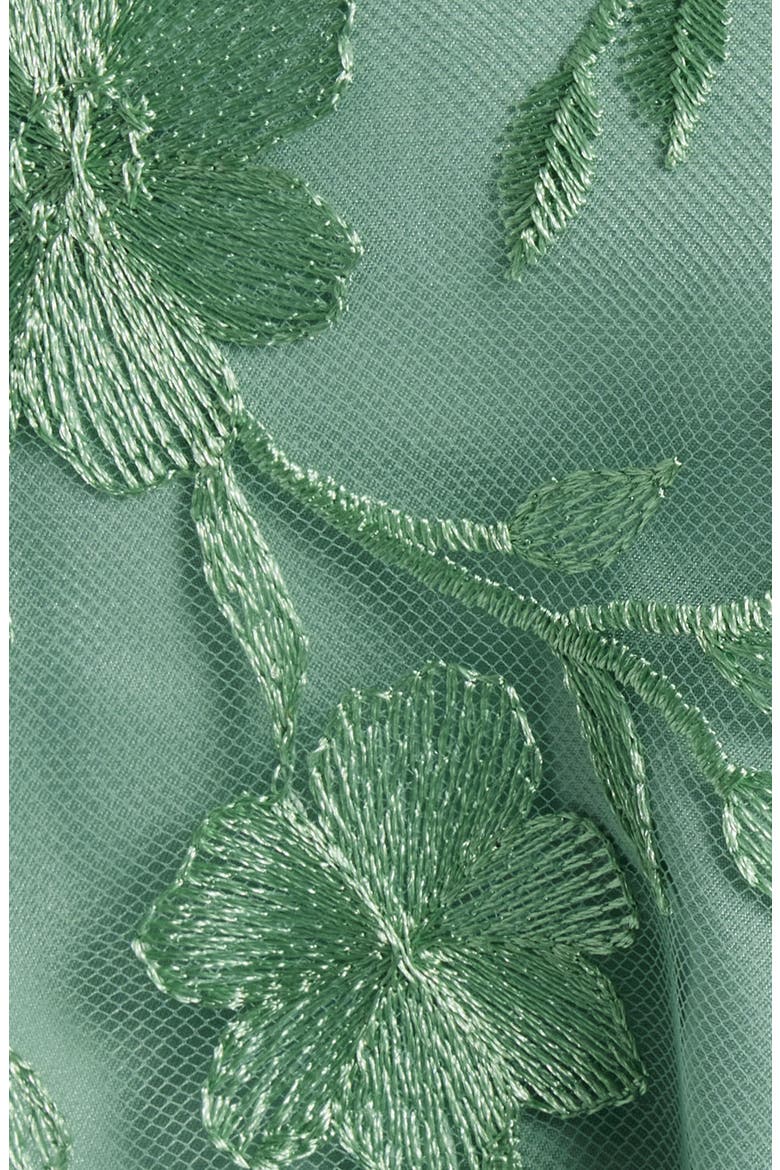 Floral Embroidery Short Sleeve Gown, Alternate, color, SAGE