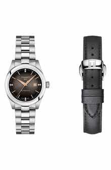 Tissot T-My Diamond Automatic Bracelet Watch & Leather Strap Gift Set, 29.3mm