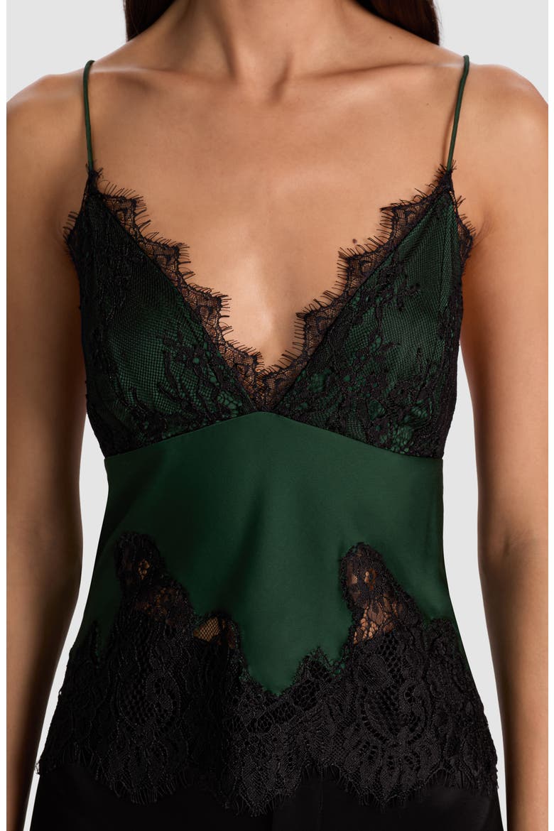 Claudia Lace & Satin Camisole, Alternate, color, GREEN MYSTIQUE/ BLACK