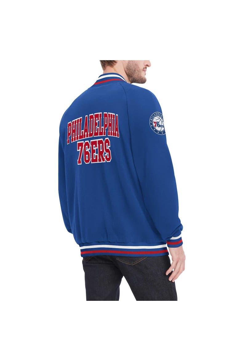 Men's Tommy Jeans Royal Philadelphia 76ers Dane Raglan Full-Snap Varsity Jacket, Alternate, color, Royal