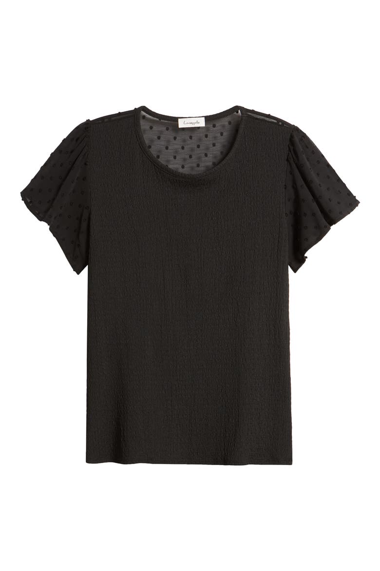 Clip Dot Smocked Top, Alternate, color, BLACK