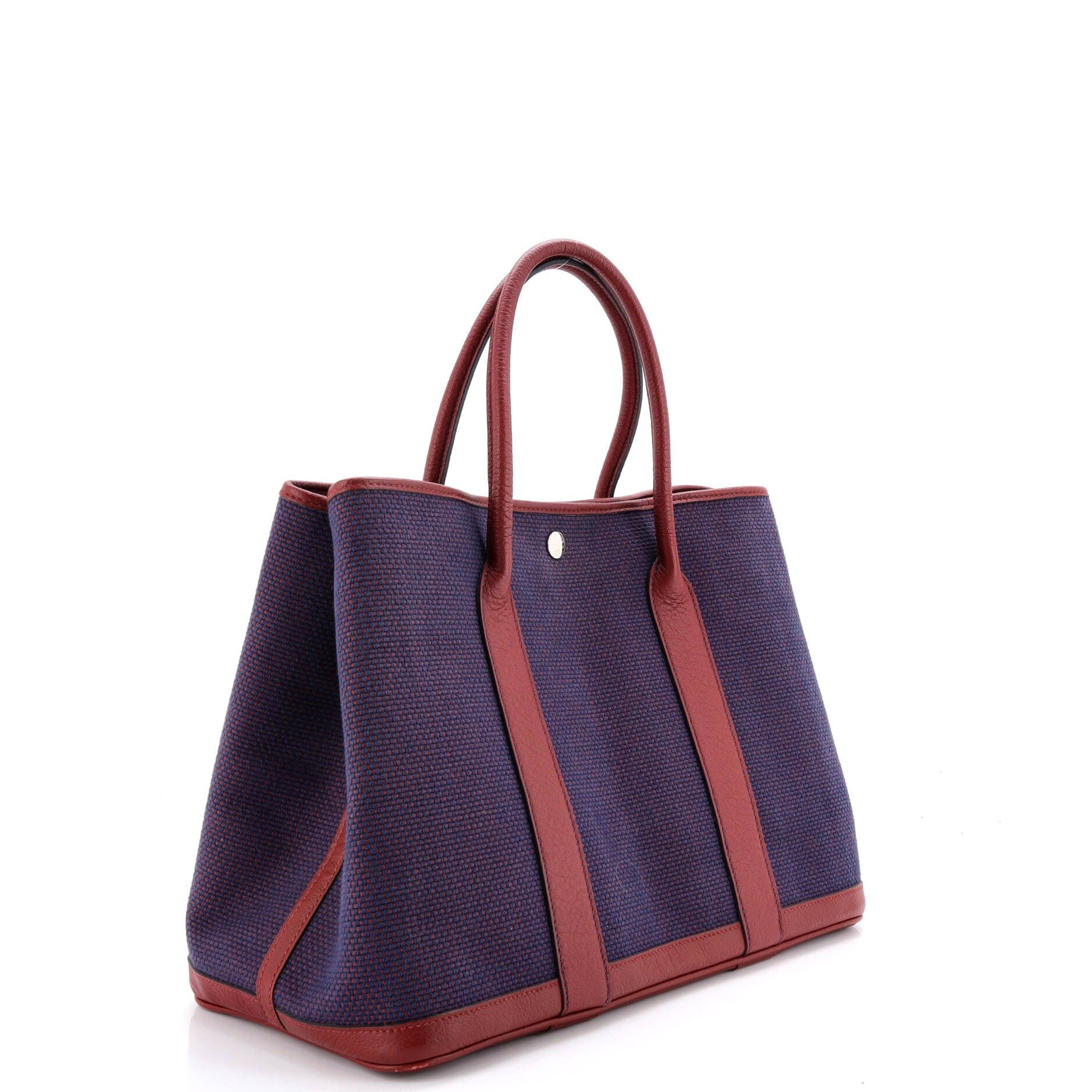 Pre-Owned Hermes Garden Party Tote Toile and Leather 36, Alternate, color, Bleu Saphir