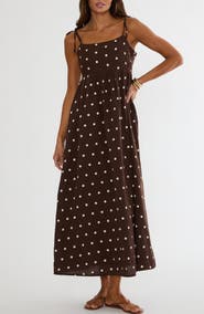 Beach Riot Valory Tie Strap Cotton & Linen Cover-Up Maxi Dress