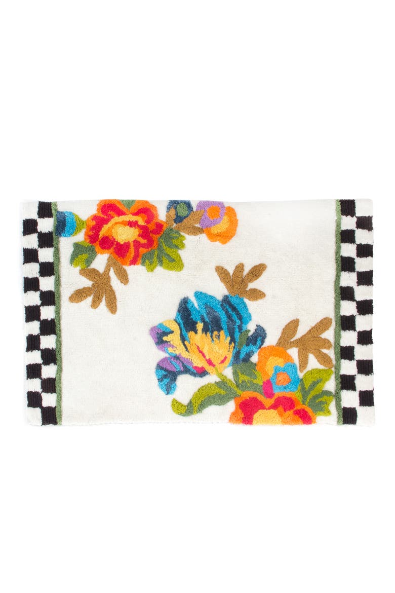 Flower Market Bath Rug, Main, color, WHITE MULTI