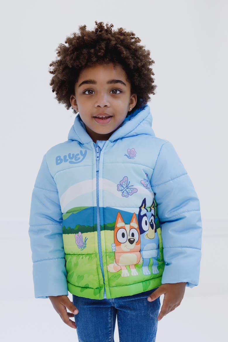 Hooded Zip-Up Puffer Jacket, Alternate, color, Bluey Bingo Sky Blue