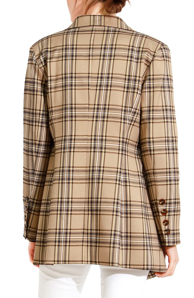 Belle & Bloom Too Cool for Work Plaid Double Breasted Blazer, Alternate, color, Camel