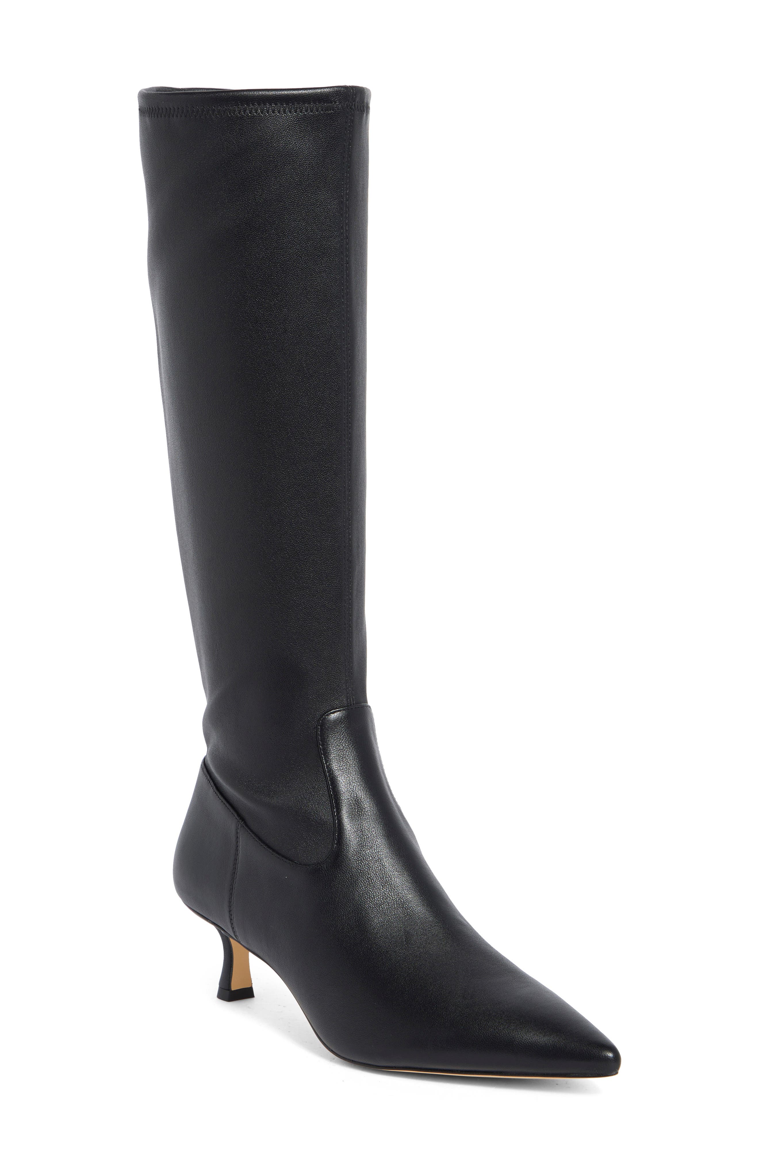 Isla Zip Knee High Boot, Main, color, BLACK STRETCH NAPPA