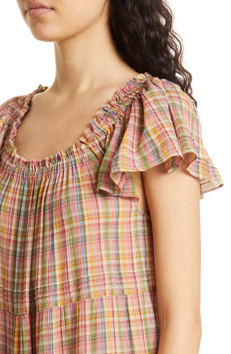 THE GREAT. The Nightingale Plaid Cotton Maxi Dress, Alternate, color, 