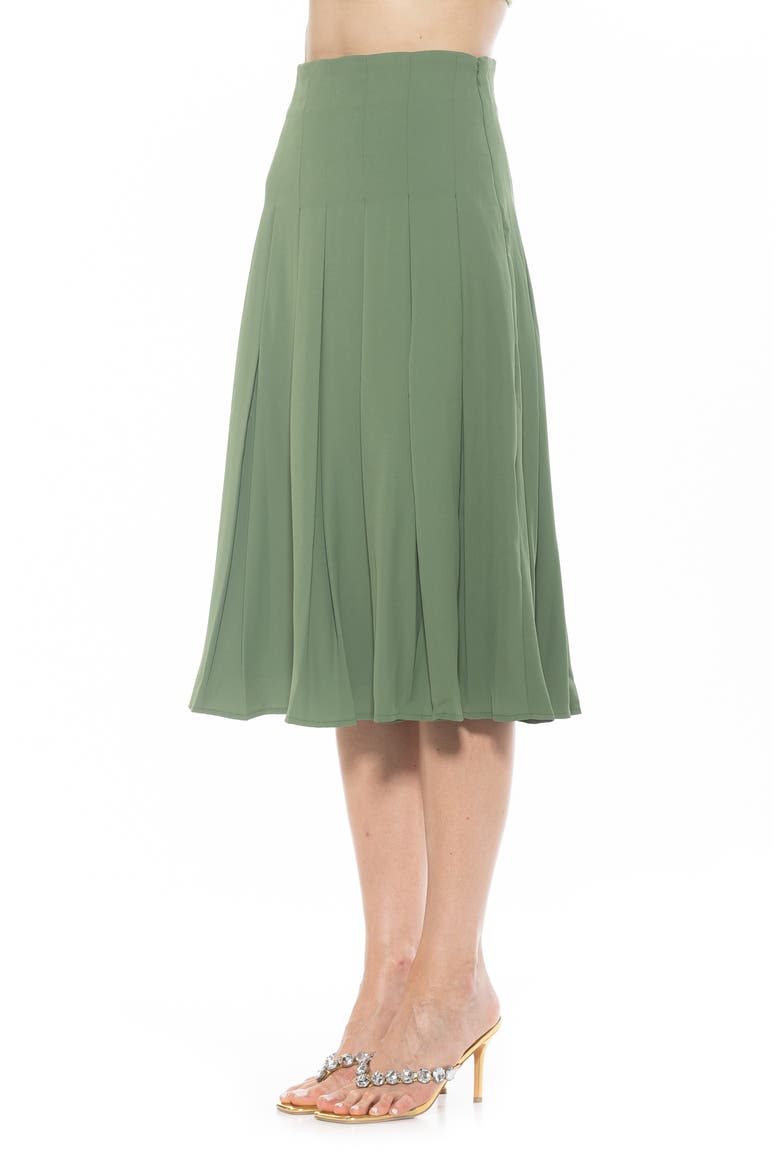 Shilo Pleated Midi Skirt, Alternate, color, SAGE