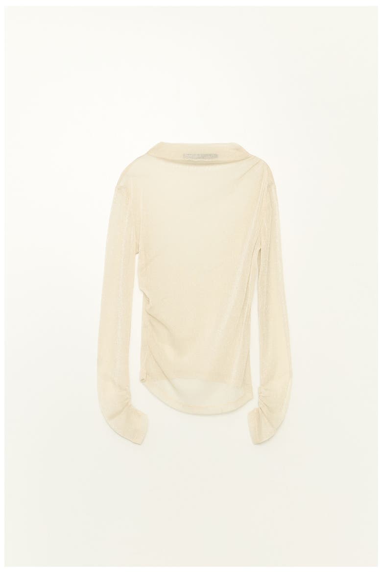 Ruched Lurex Fitted T-shirt, Alternate, color, IVORY