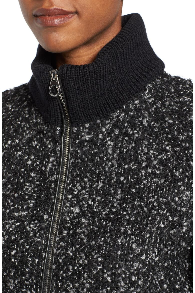 Tweed Bouclé Belted Cape, Alternate, color, BLACK GREY