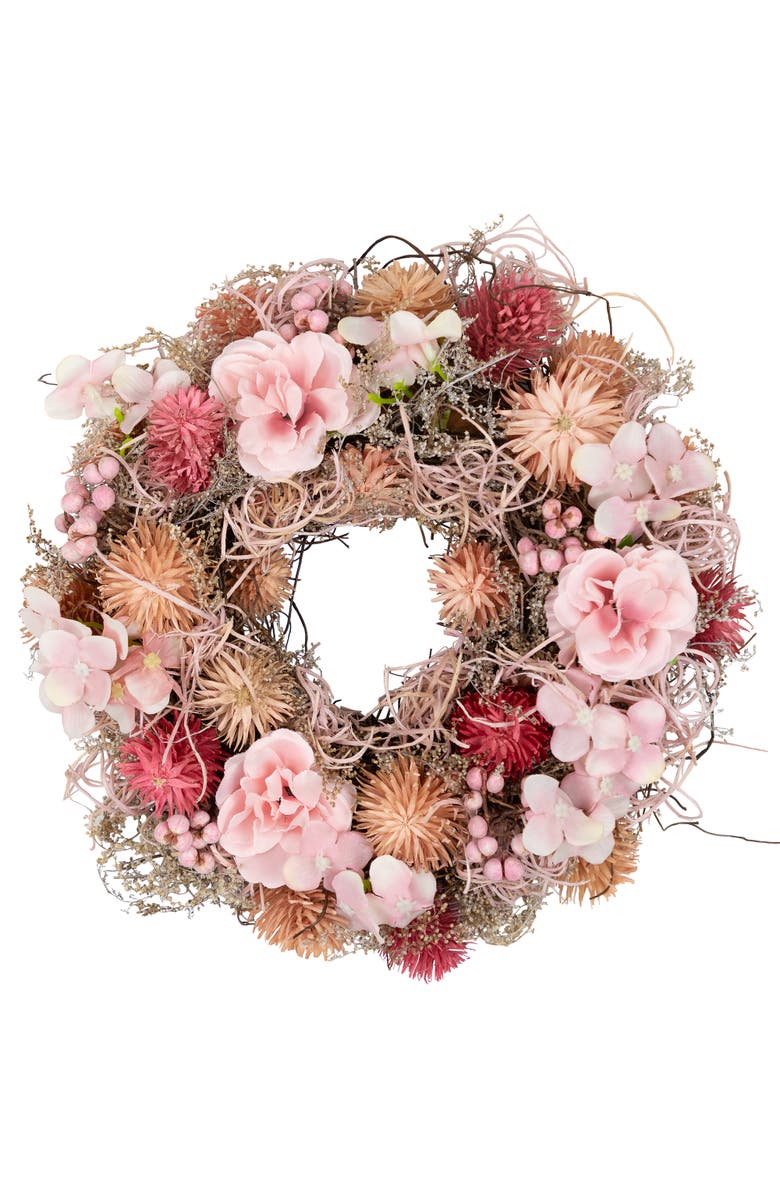 Northlight Mixed Floral Artificial Spring Wreath - 9.75" - Pink, Main, color, Pink