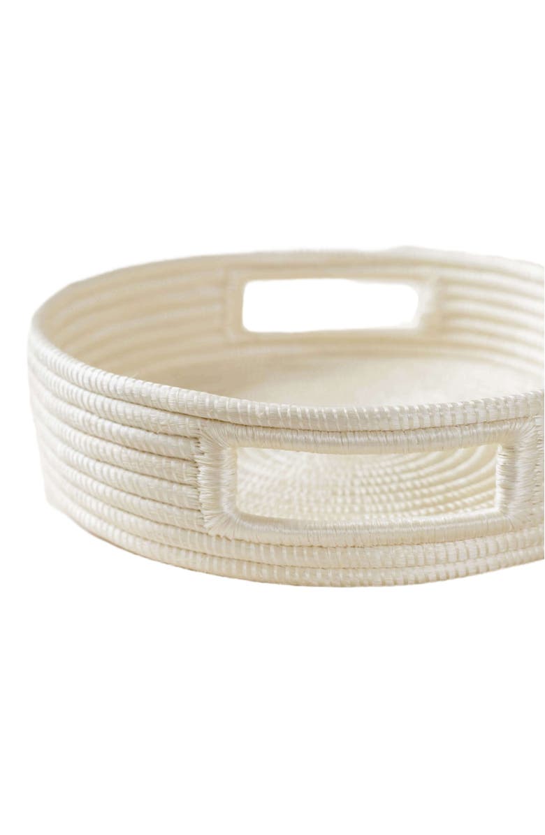 indego africa Small Woven Tray Sisal, Alternate, color, White