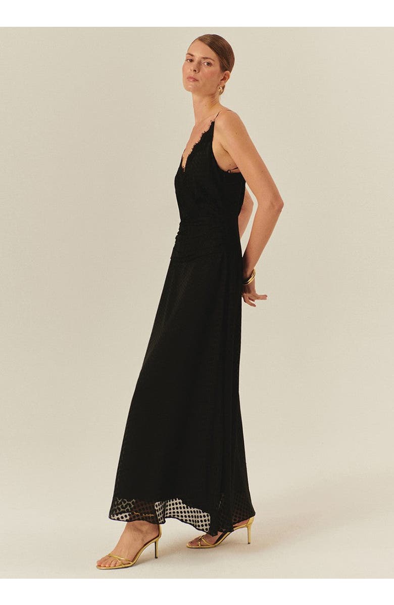 Exquise Emely Sleeveless Polka Dot Maxi Dress, Alternate, color, Black