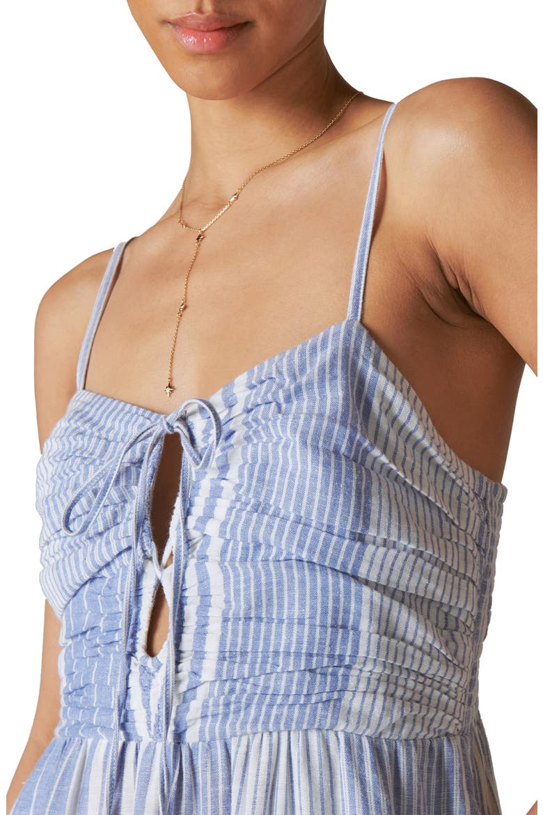 Stripe Cotton & Linen Cutout Sundress, Alternate, color, BLUE MULTI STRIPE