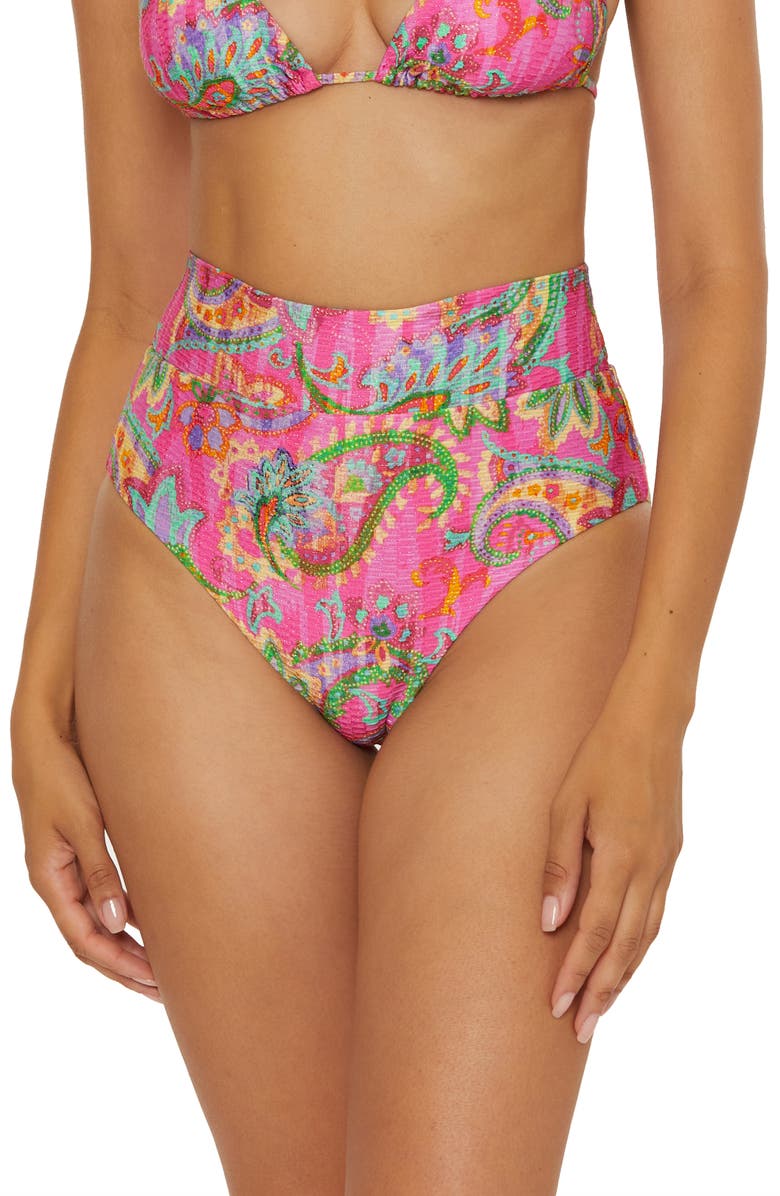 Becca Polynesia High Waist Bikini Bottoms, Main, color, Pink Multi