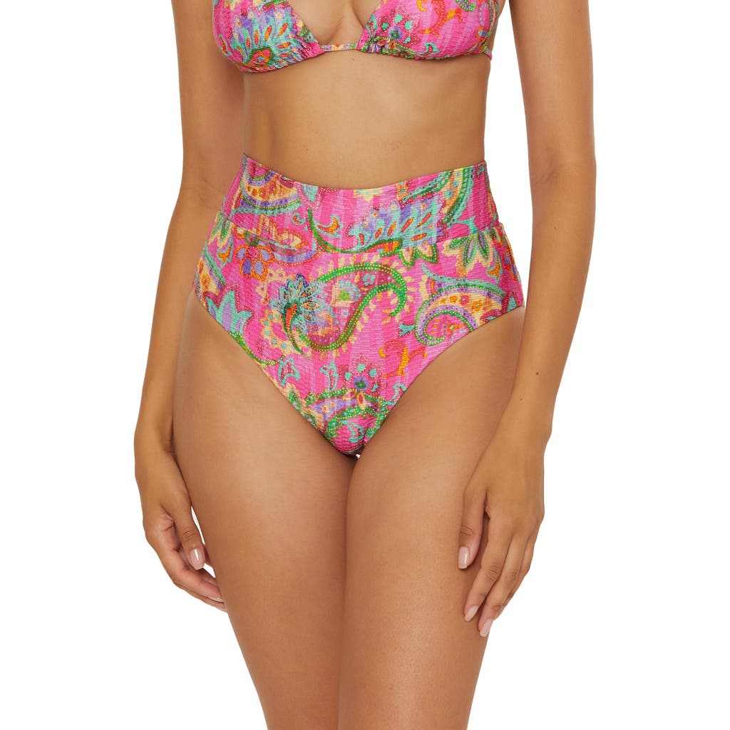 Becca Polynesia High Waist Bikini Bottoms In Pink Multi