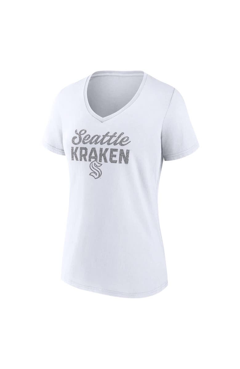 FANATICS Women's Fanatics Seattle Kraken White Out V-Neck T-Shirt, Alternate, color, White