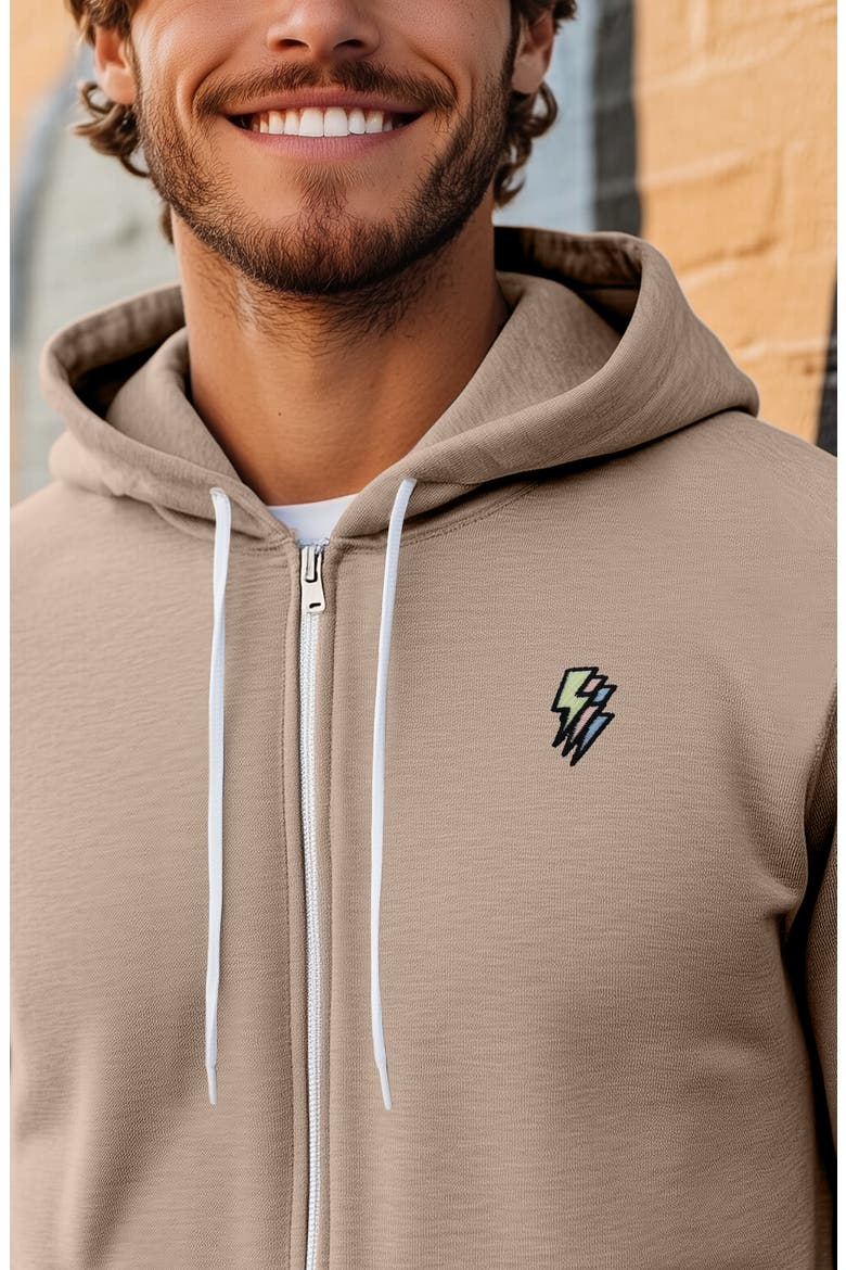 Lightning Bolt Zip Hoodie, Alternate, color, Tan