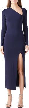 Endless Rose Asymmetric Neck Long Sleeve Sweater Dress