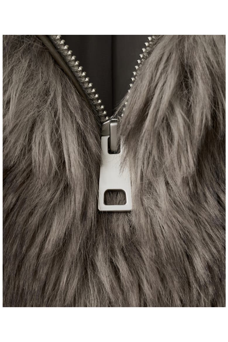 Faux Fur Front Zip Jacket, Alternate, color, GREY