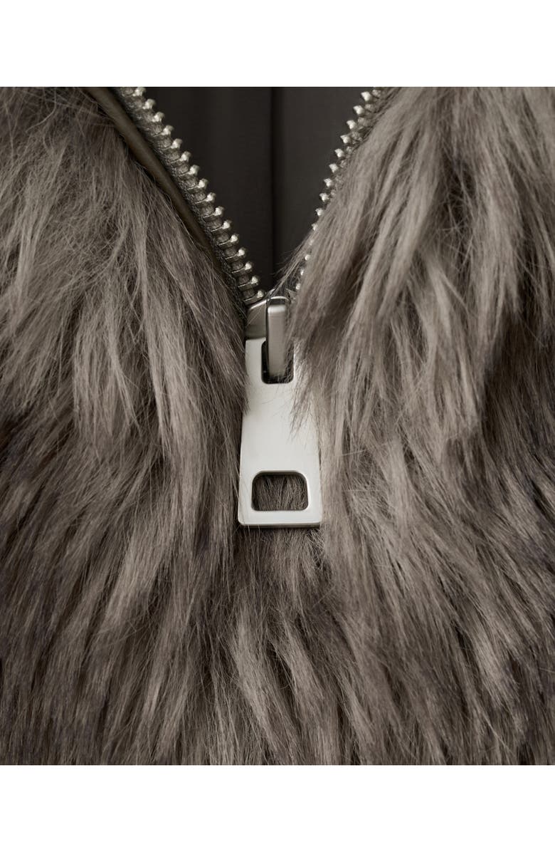 MANGO Faux Fur Front Zip Jacket, Alternate, color, Grey