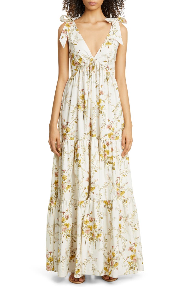 Brock Collection Floral Tiered Maxi Dress, Main, color, 