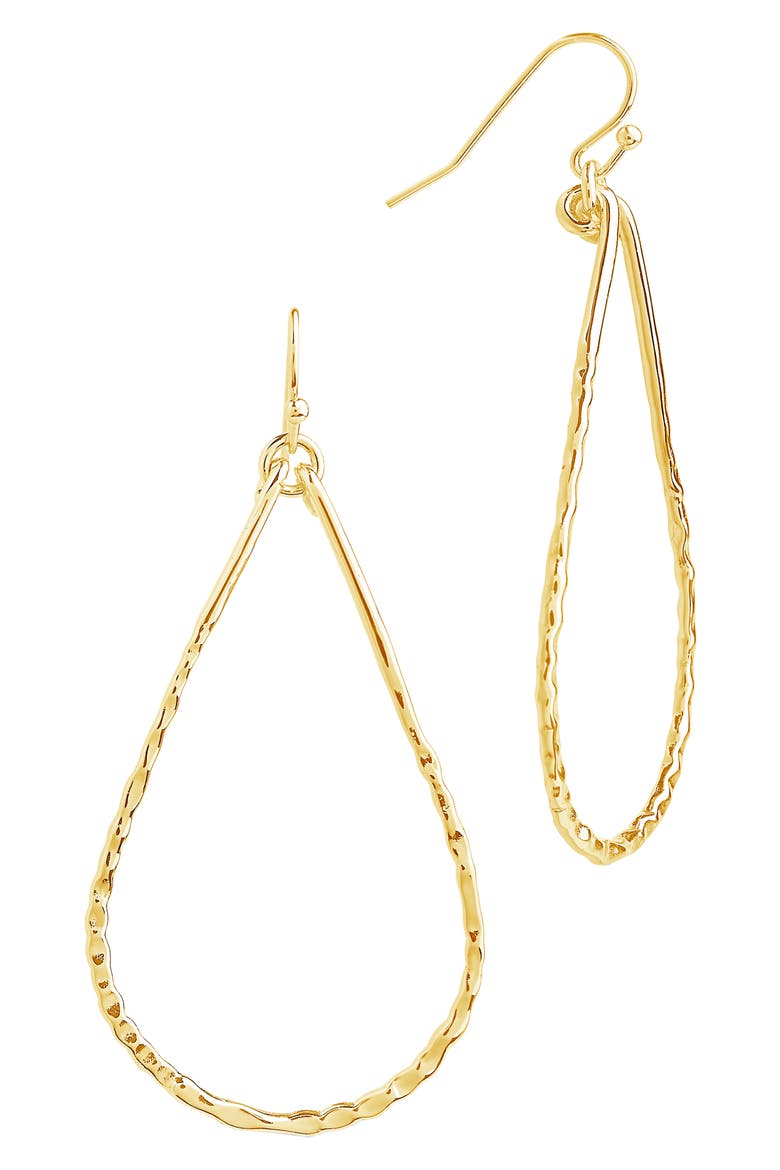 Hammered Teardrop Earrings, Alternate, color, GOLD