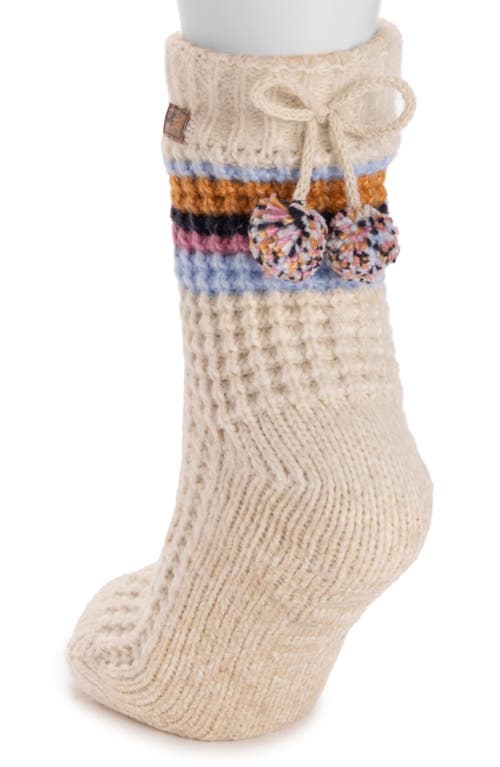 Muk Luks Waffle Cottage Crew Sock In White