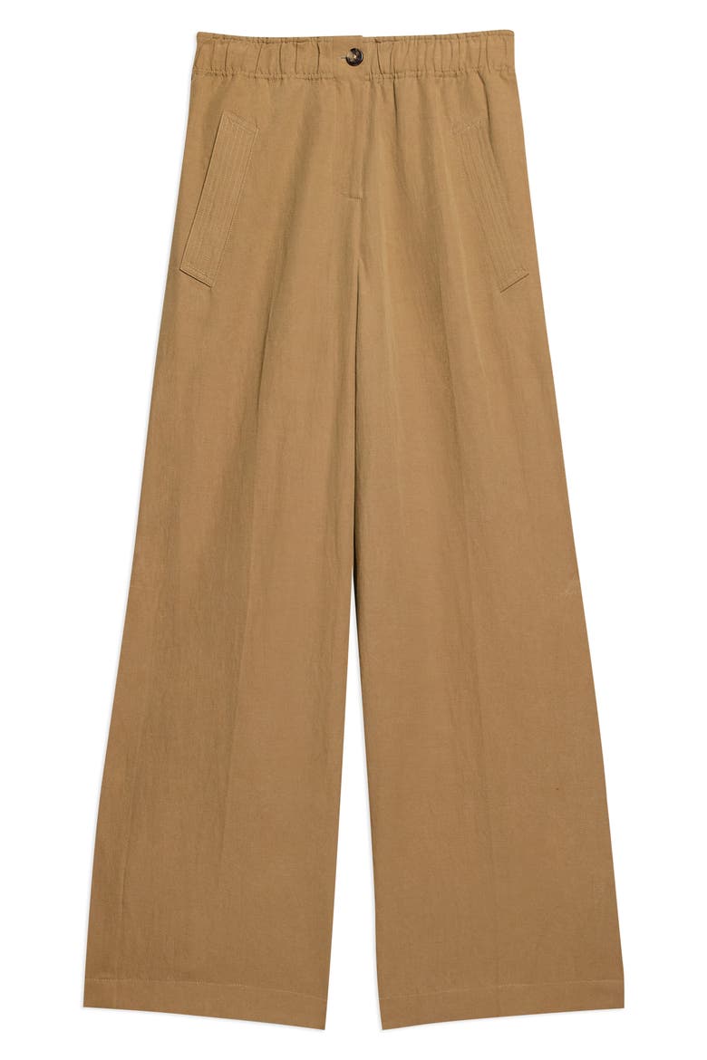 Cotton & Linen Wide Leg Trousers, Alternate, color, TRENCH